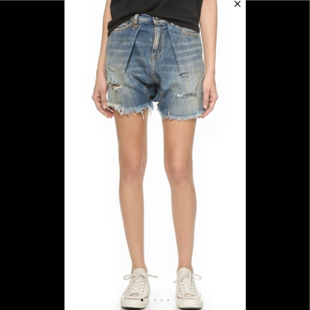 R13 Denim Harem Jean Shorts Drop Crotch